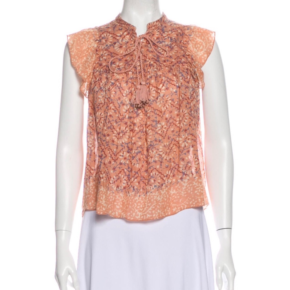 Ulla Johnson Floral Peach Sleeveless Top